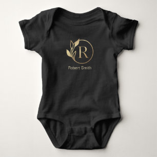 Babyname Floral Alphabet,R/ Initial Baby Strampler