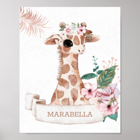 *~* Babyname Giraffe Girl Jungle Kinderzimmer Poster (Vorne)
