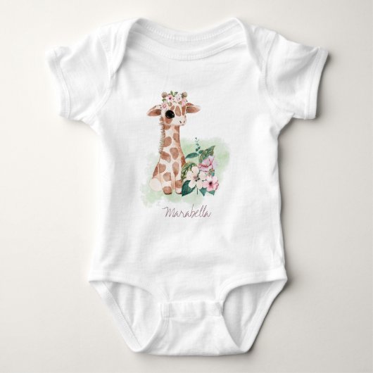 *~* Babyname Giraffe Whimsical Girl Jungle Sweet Baby Strampler (Vorderseite)