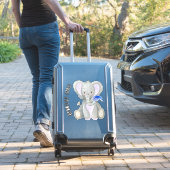 Babyname Niedlich Adorable Feather Lavender Elepha Aufkleber (Koffer Insitu)