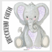 Babyname Niedlich Adorable Painted Lavender Elepha Aufkleber (Blatt)