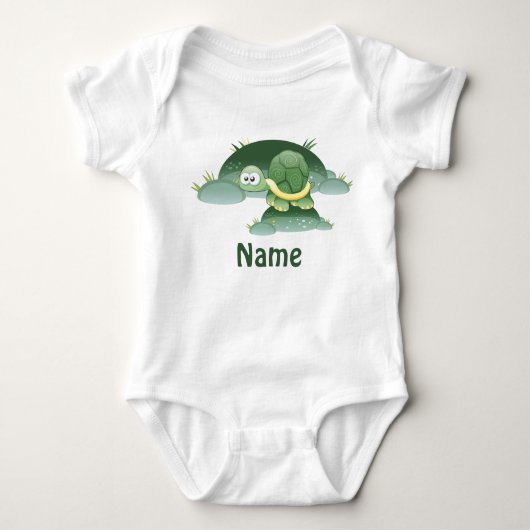 Babyname Niedlich Schildkröte Custom Säugling Stra Baby Strampler (Vorderseite)