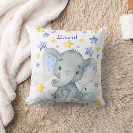 Babyname Personalisiert Elephant Niedliches Kinder Kissen (Decke)