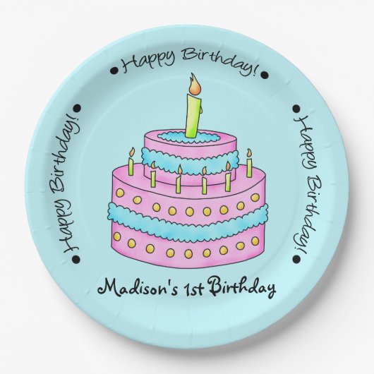 Babyname Personalisiert Pappteller (Vorderseite)