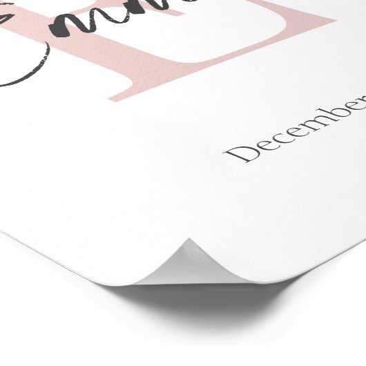 Babyname und Geburtsdatum Moderne Monogramm drucke (Ecke)