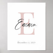 Babyname und Geburtsdatum Moderne Monogramm drucke (Vorne)