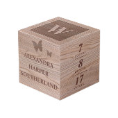 Babyname und Geburtsstaten Sake-Imitate Holz Würfel (Vorderseite Schrägansicht)