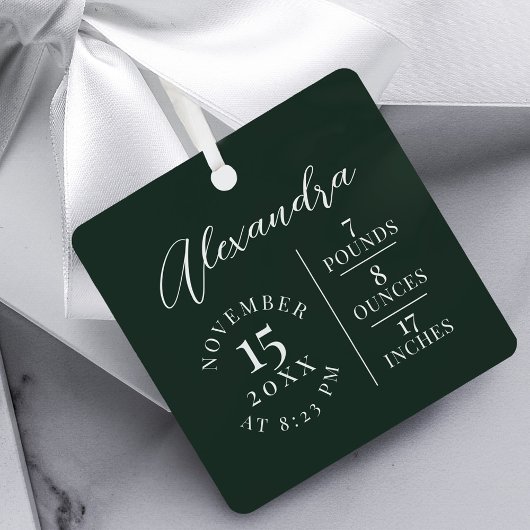 Babyname und Geburtsstats Foto Green Keepake Ornament Aus Metall