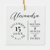 Babyname und Geburtsstats Foto White Keepake Keramikornament (Vorderseite)