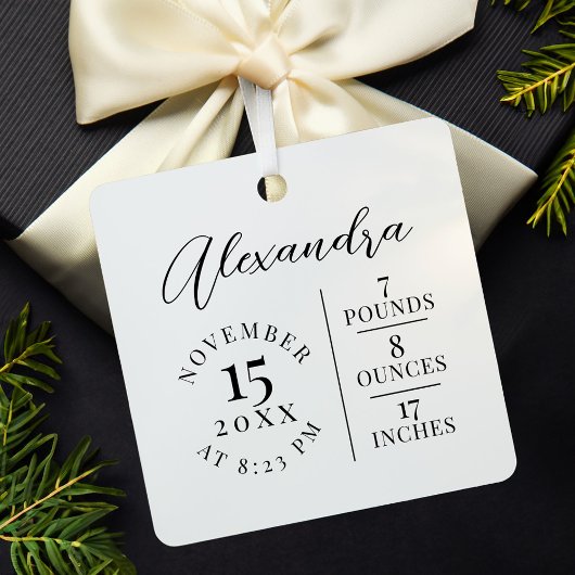 Babyname und Geburtsstats Foto White Keepake Ornament Aus Metall