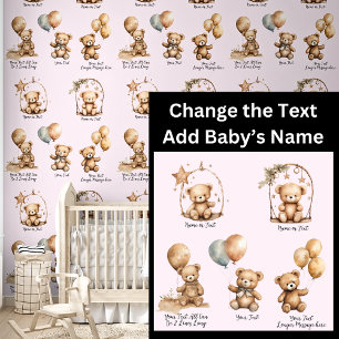 Babyname und Text hinzufügen, Niedliche Teddy Bear Tapete