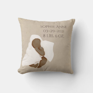 Babyname Watercolor Keepake Geburtsstunde Kissen