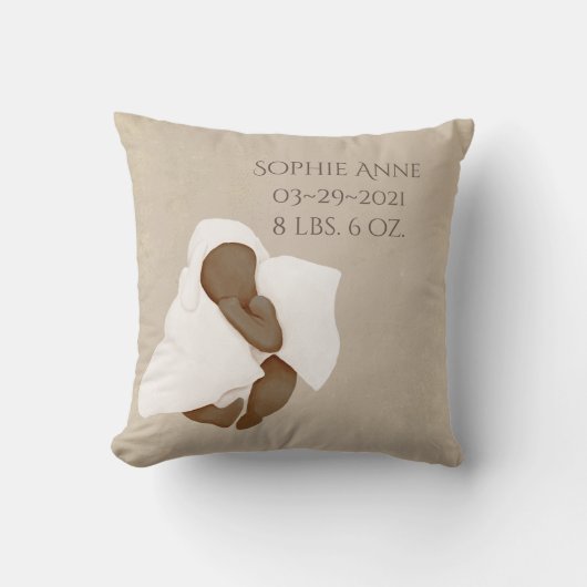 Babyname Watercolor Keepake Geburtsstunde Kissen (Vorderseite)