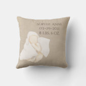Babyname Watercolor Keepake Geburtsstunde Kissen (Rückseite)