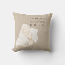 Babyname Watercolor Keepake Geburtsstunde Kissen