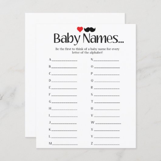 Babynamen - Baby-Dusche (Vorne/Hinten)