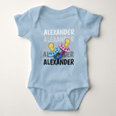 Babynamensnuancen weiß bis schwarz mit Schnuller B Baby Strampler (Vorderseite)