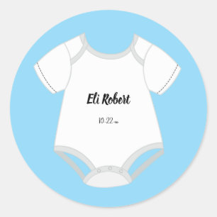 Babyoutfit-Aufkleber mit Baby Name Due Date Boy Runder Aufkleber