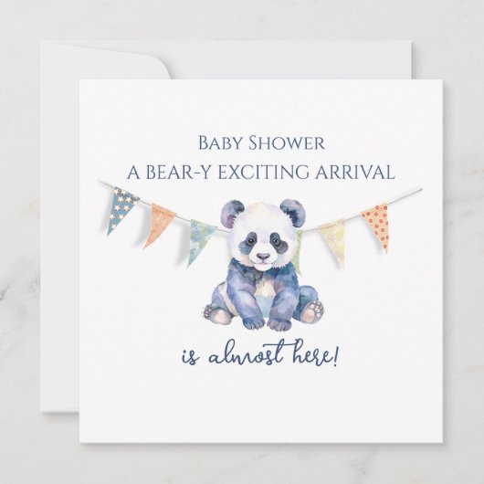 Babypanda mit Wasserfarbe Flaggen Kinderdusche Karte (Vorderseite)