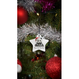 Babypanda mit Weihnachtsmütze, anpassbar Keramik Ornament