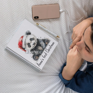 Babypanda mit Weihnachtsmütze, anpassbar Notizblock