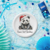 Babypanda mit Weihnachtsmütze, anpassbar Pappteller (Party)