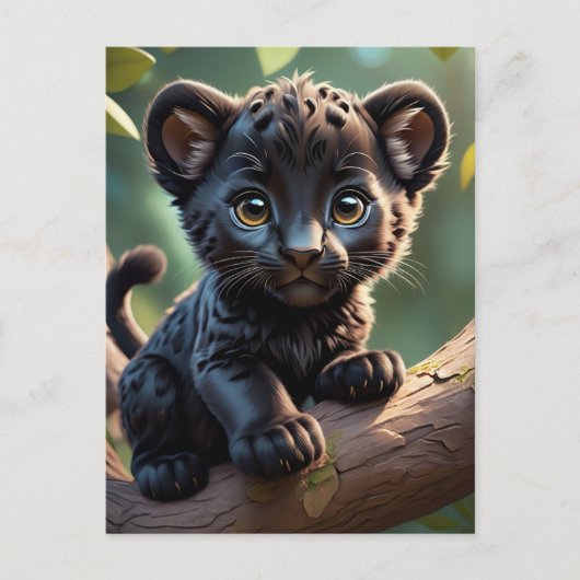Babypanther im Dschungel, Postüberquerung Postkart Postkarte (Vorderseite)