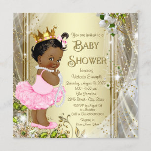 Babyparty Afroamerikaner-Prinzessin-Pink Tutu Einladung
