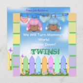 BABYPARTY-AFROAMERIKANER-ZWILLINGS-JUNGE U. EINLADUNG (Vorne/Hinten)