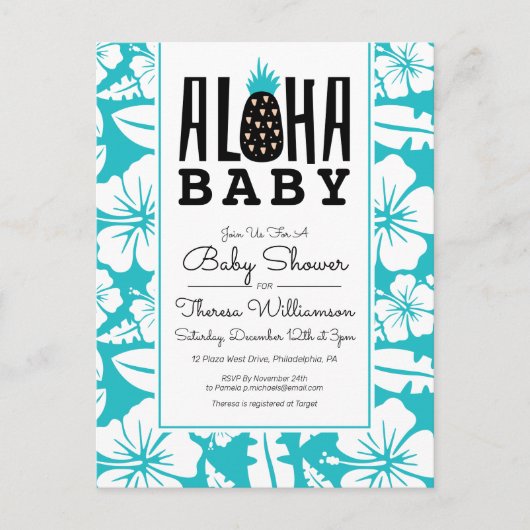 Babyparty | Aloha Welcome Baby Postcard Postkarte (Vorderseite)