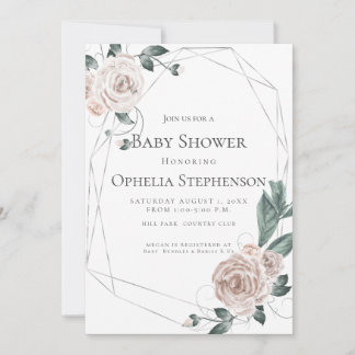 Babyparty | Aquarell Rose Floral Ankündigung