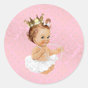 Babyparty-Aufkleber mit Baby-Prinzessin Runder Aufkleber
