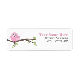 Babyparty-Aufkleber - rosa Mutter-u. Baby-Eule