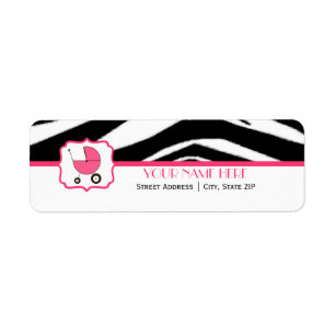 Babyparty-Aufkleber - Zebra-Druck und Pink