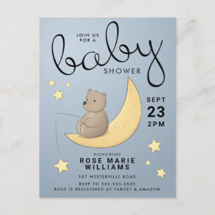 Babyparty Baby Bear Moon & Stars Postkarte