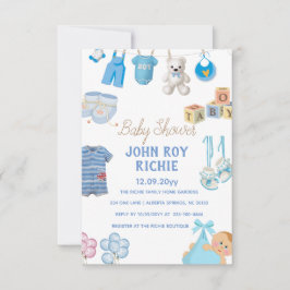 Babyparty | Baby Boy Blue RSVP Karte