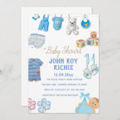 Babyparty | Baby Boy Blue Save The Date (Vorne/Hinten)