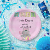 Babyparty-Baby-Flusspferd Pappteller (Party)