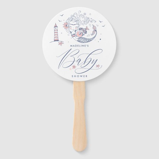 Babyparty | Baby Girl Whale Mermaid Hand Fan Fächer (Vorderseite)
