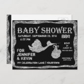 Babyparty | BBQ | Kopfbrett Einladungspostkarte (Vorne/Hinten)