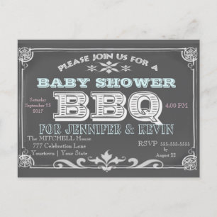 Babyparty   BBQ   Kopfbrett Einladungspostkarte