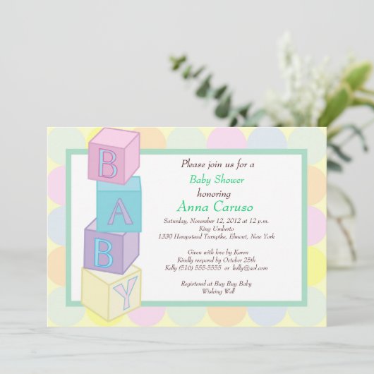 Babyparty blockiert Einladung (Stehend Vorderseite)