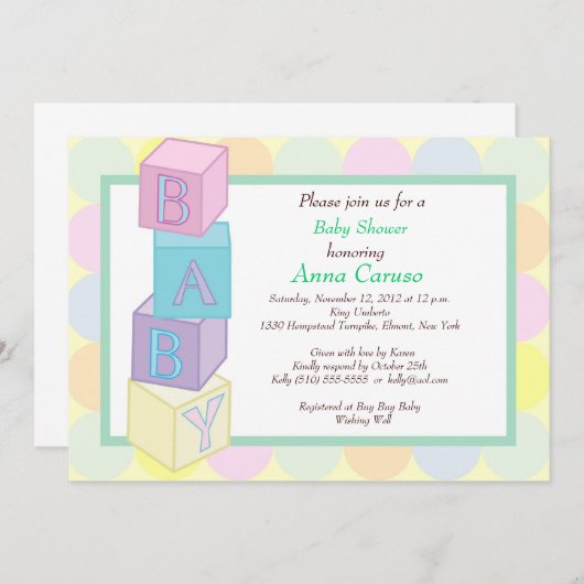 Babyparty blockiert Einladung (Vorne/Hinten)