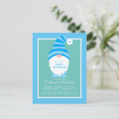 Babyparty | Blue Stripe Gnome Postkarte (Stehend Vorderseite)