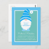 Babyparty | Blue Stripe Gnome Postkarte (Vorne/Hinten)