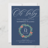 Babyparty | Christmas Holiday Gingham Wreath Einladung (Vorderseite)