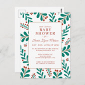Babyparty | Christmas Mistletoe & Holly Postkarte (Vorne/Hinten)