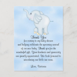 Babyparty Danke Jungen Elefant Postkarte