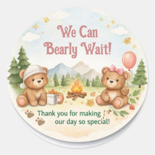 Babyparty Danke   Teddy Bär Karte Runder Aufkleber