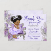 Babyparty danken Ihnen Lavendel-Silber Dankeskarte (Vorne/Hinten)